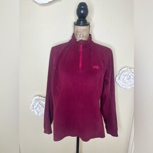 North Face 1/4 Zipper Burgundy Polartec Fleece Pullover Size Large